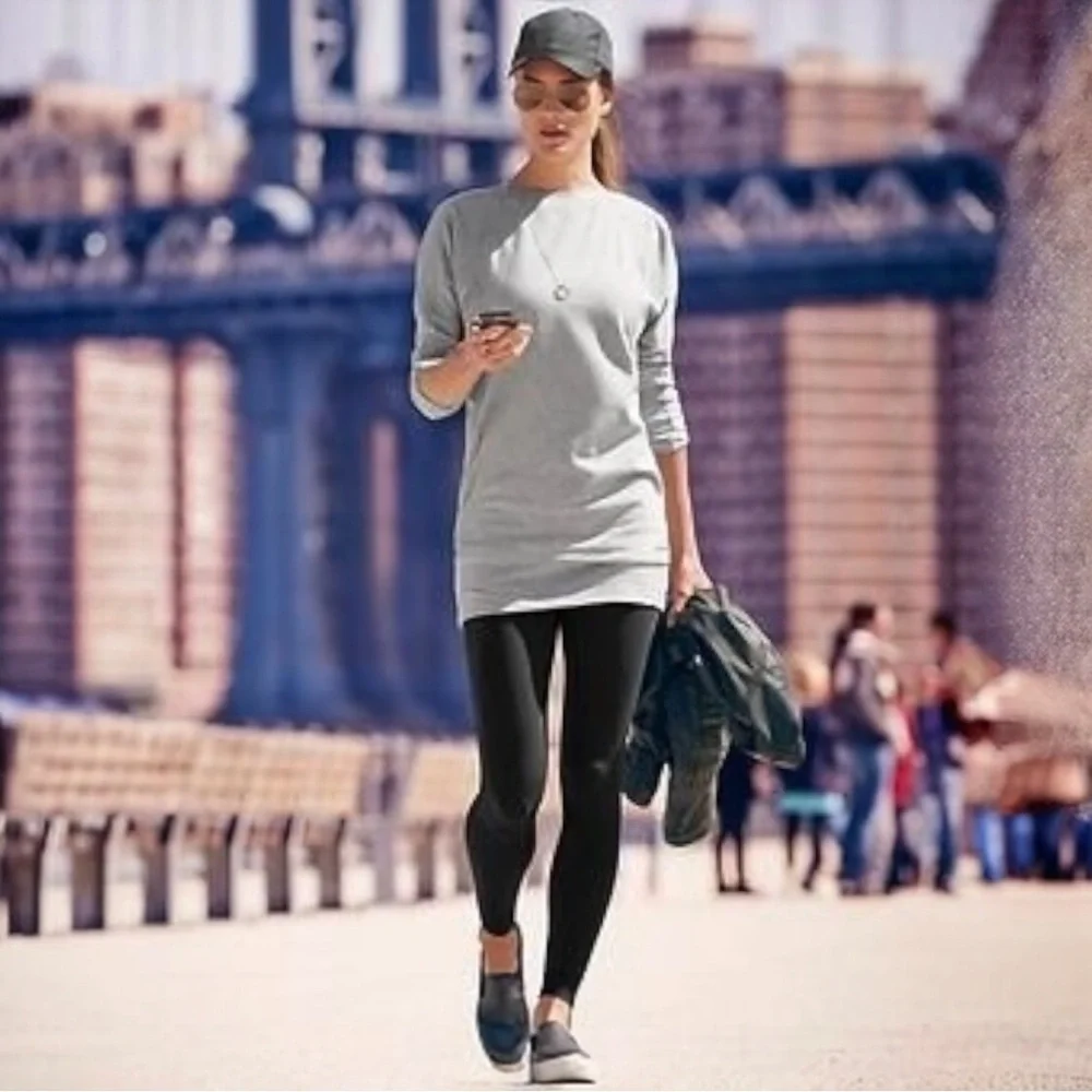 Athleta Salinas Sweatshirt Dress XS Heather Gray Mini Pullover Soft Stretch - Picture 1 of 10